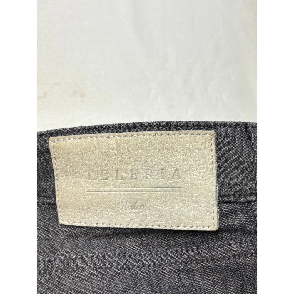 Teleria Zed Cobra 19 Grey Textured Pants Mens 38X29 Made in Italy Straight Leg